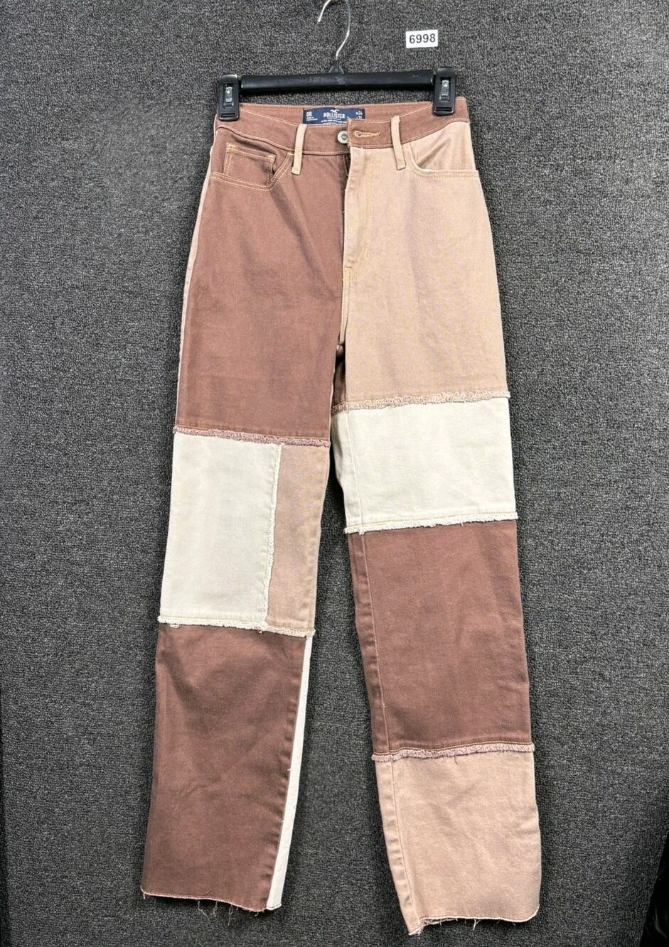 Hollister Ultra High Rise Dad Jeans Womens 0R (W24xL31) Patchwork Raw Edge Hem